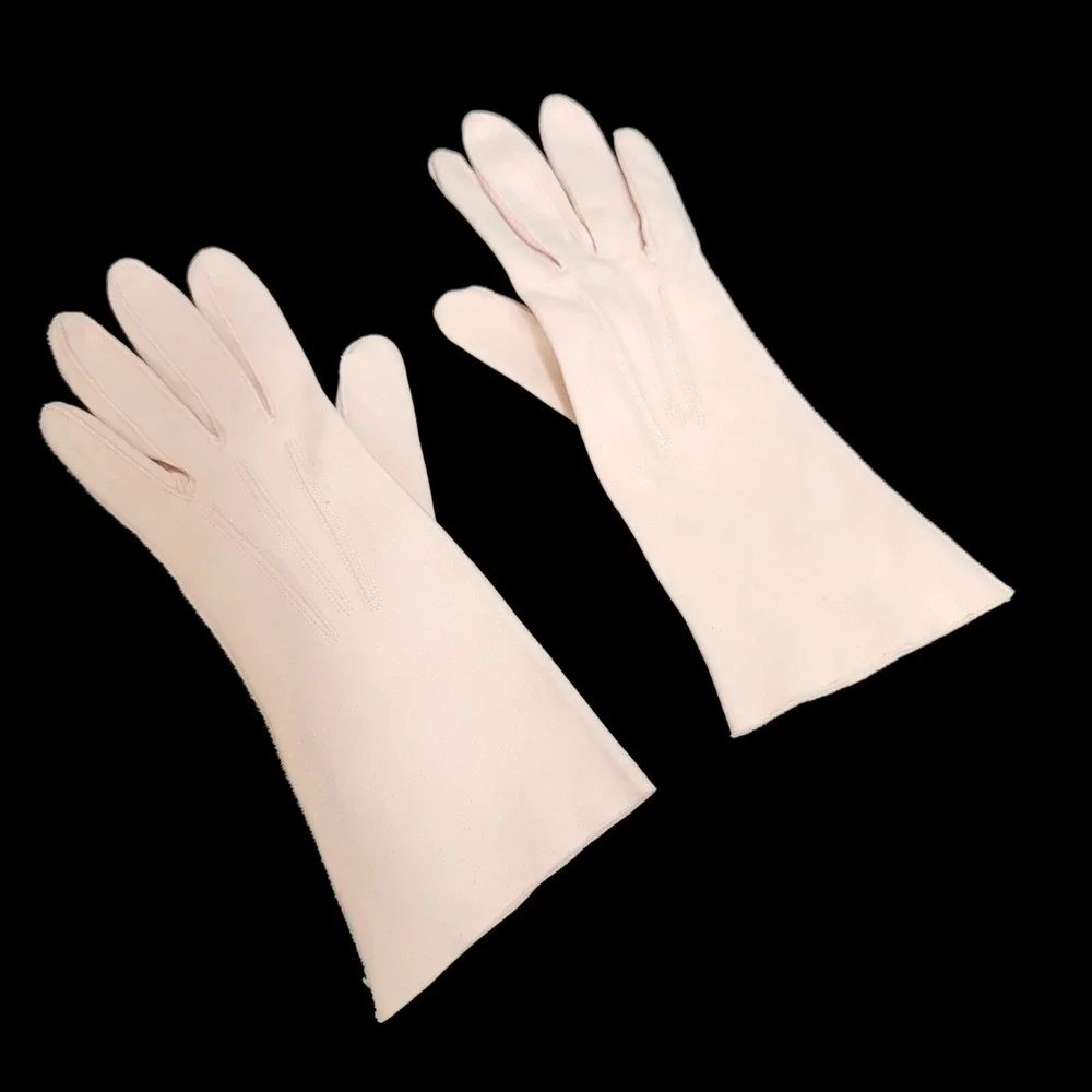 Vintage 1950s Grandoe Pink Dress Gauntlet Gloves‎ Size 7 Classic Mid Century Mod